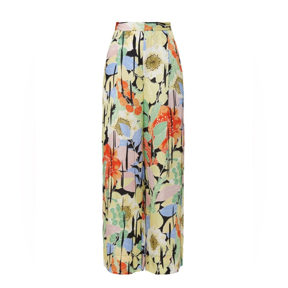 EQUIPMENT Lorin Wide Leg Trousers in yellow floral